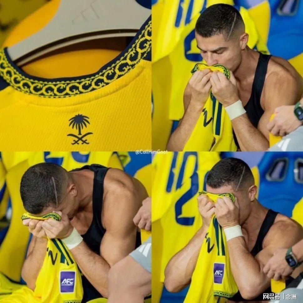 41岁C罗用球衣捂脸哭泣！深情亲吻沙特国徽 连场破门抚慰沙特人民